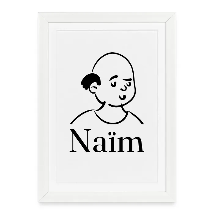 Affiche encadrée personnalisée au prénom Naïm