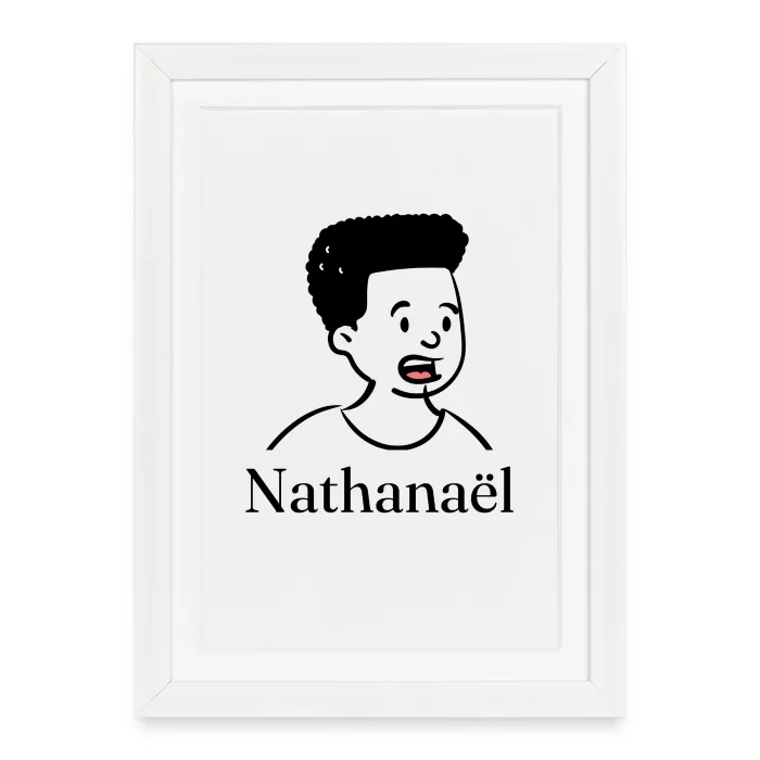 Affiche encadrée personnalisée au prénom Nathanaël