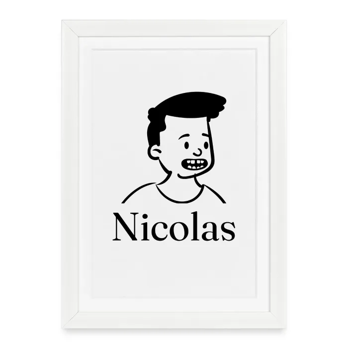 Affiche encadrée personnalisée au prénom Nicolas