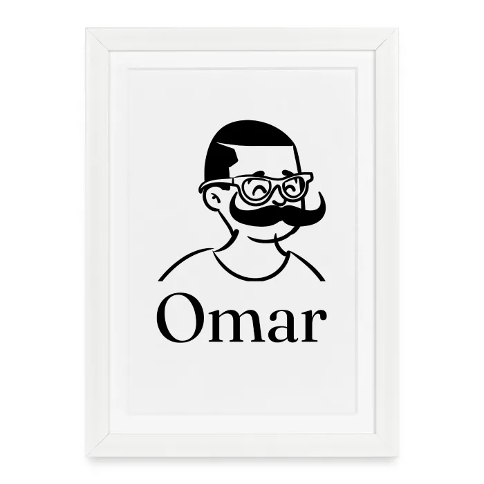 Affiche encadrée personnalisée au prénom Omar