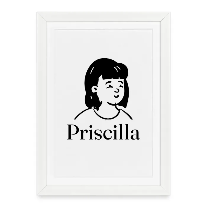 Affiche encadrée personnalisée au prénom Priscilla