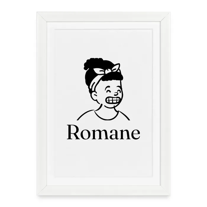 Affiche encadrée personnalisée au prénom Romane