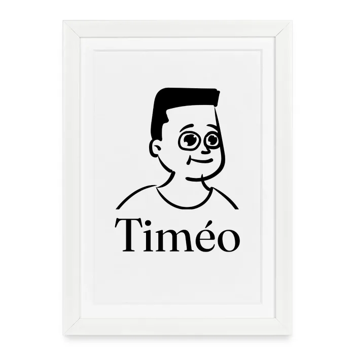 Affiche encadrée personnalisée au prénom Timéo