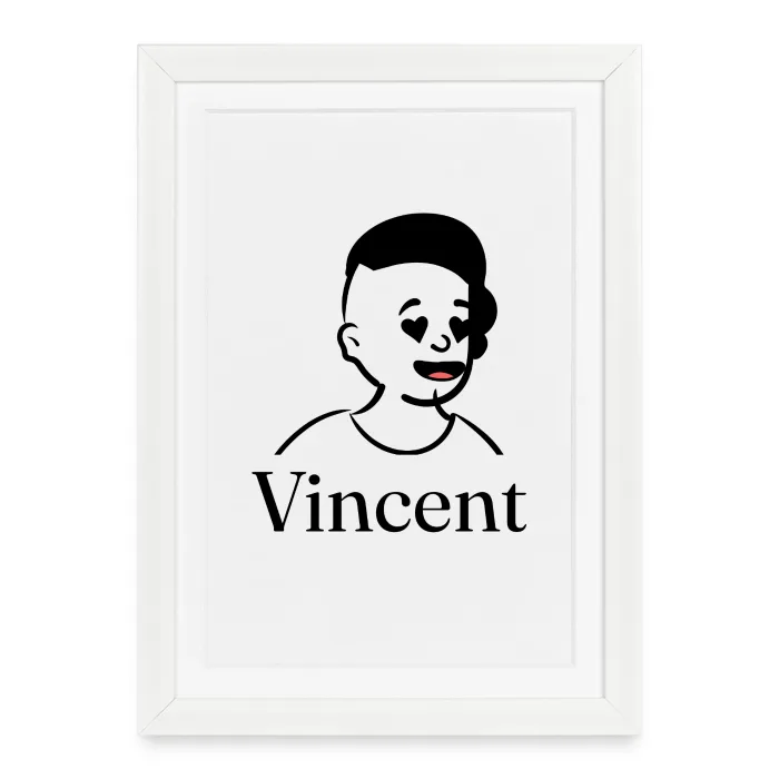 Affiche encadrée personnalisée au prénom Vincent