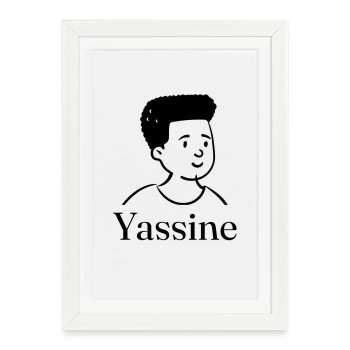 Affiche encadrée personnalisée au prénom Yassine