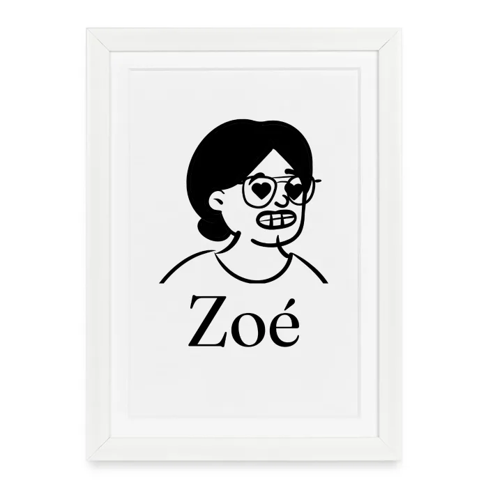 Affiche encadrée personnalisée au prénom Zoé