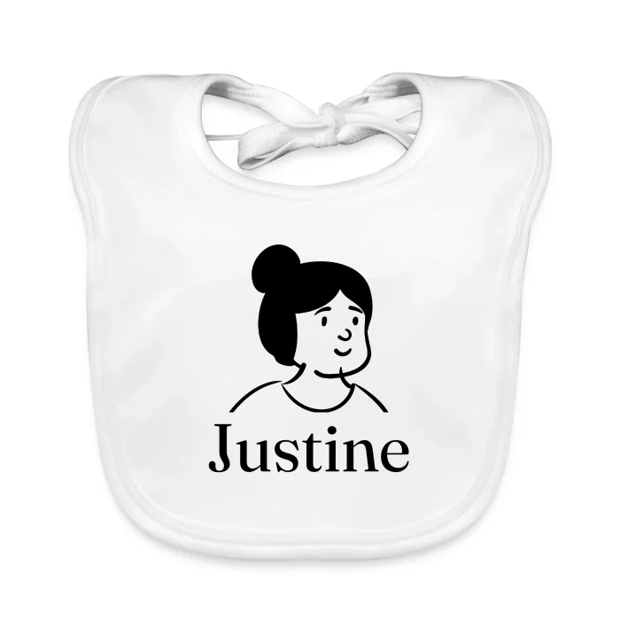 Bavoir bébé personnalisé au prénom Justine