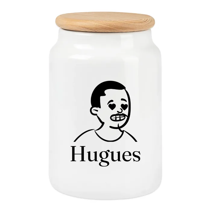 Boîte à biscuits personnalisée au prénom Hugues