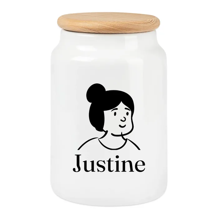 Boîte à biscuits personnalisée au prénom Justine