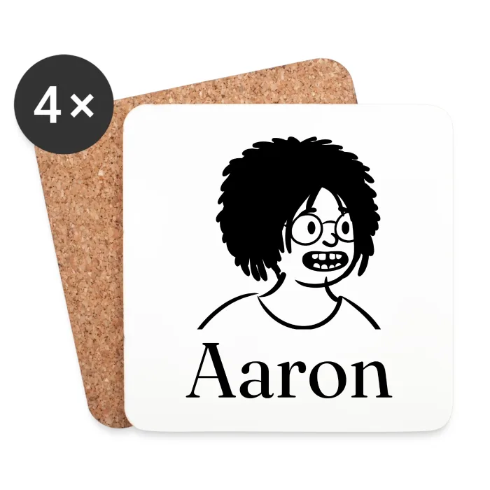 Lot de dessous de verre personnalisés au prénom Aaron