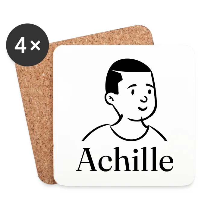 Lot de dessous de verre personnalisés au prénom Achille