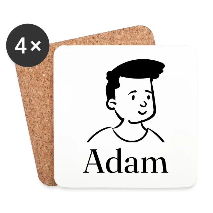Lot de dessous de verre personnalisés au prénom Adam