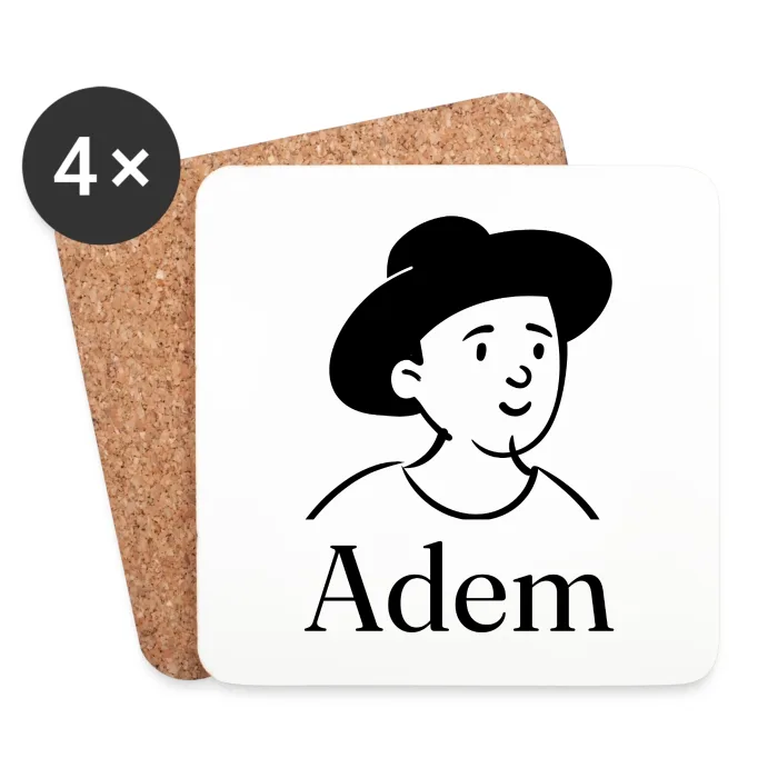 Lot de dessous de verre personnalisés au prénom Adem