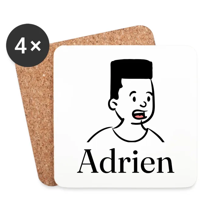 Lot de dessous de verre personnalisés au prénom Adrien