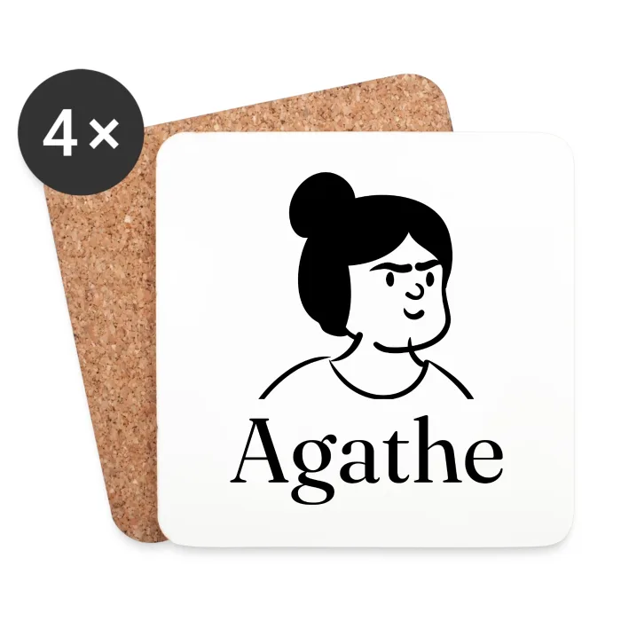 Lot de dessous de verre personnalisés au prénom Agathe