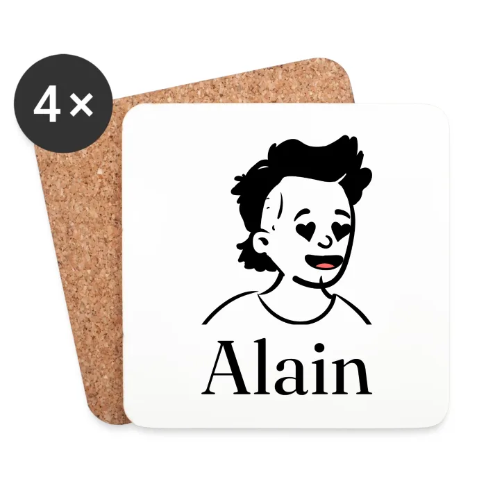 Lot de dessous de verre personnalisés au prénom Alain
