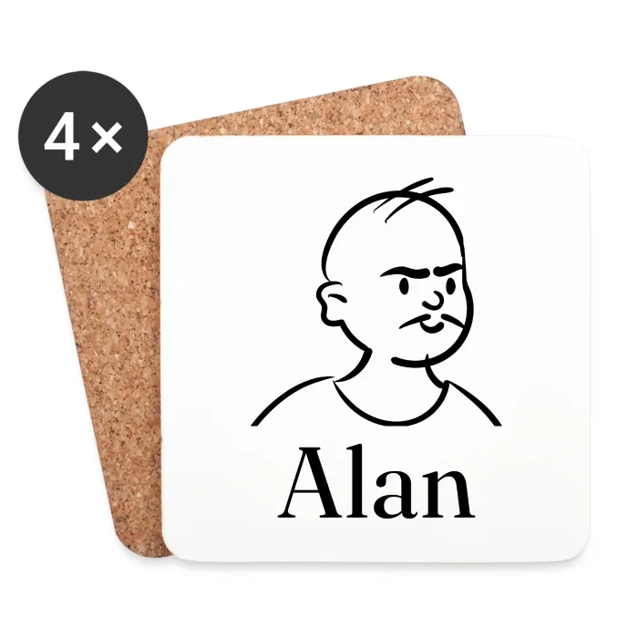 Lot de dessous de verre personnalisés au prénom Alan