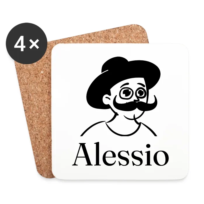 Lot de dessous de verre personnalisés au prénom Alessio
