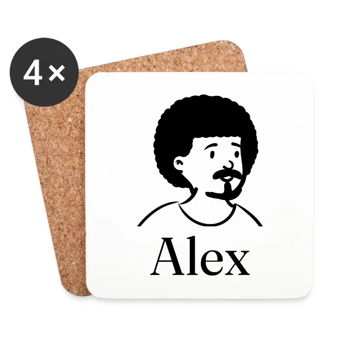 Lot de dessous de verre personnalisés au prénom Alex