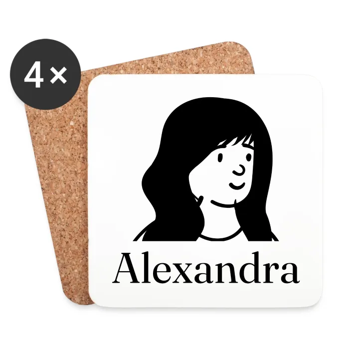 Lot de dessous de verre personnalisés au prénom Alexandra