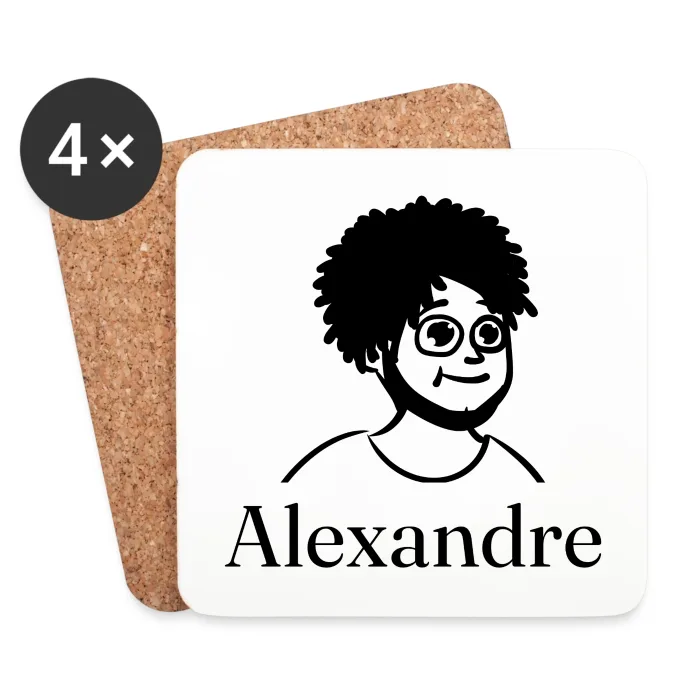 Lot de dessous de verre personnalisés au prénom Alexandre