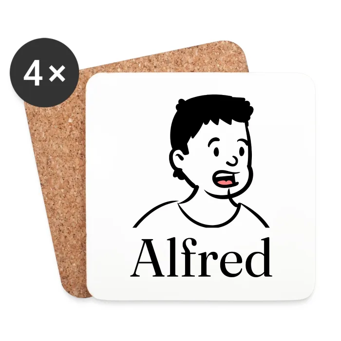Lot de dessous de verre personnalisés au prénom Alfred
