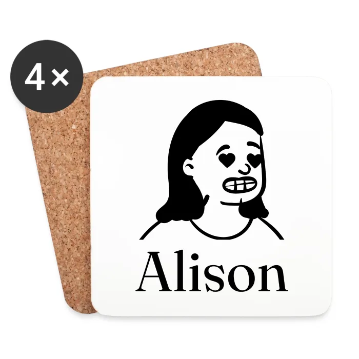 Lot de dessous de verre personnalisés au prénom Alison