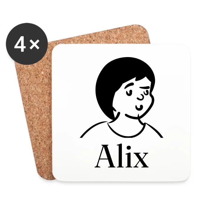 Lot de dessous de verre personnalisés au prénom Alix