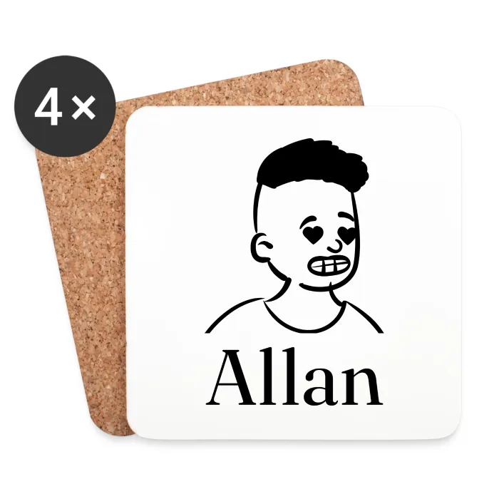 Lot de dessous de verre personnalisés au prénom Allan