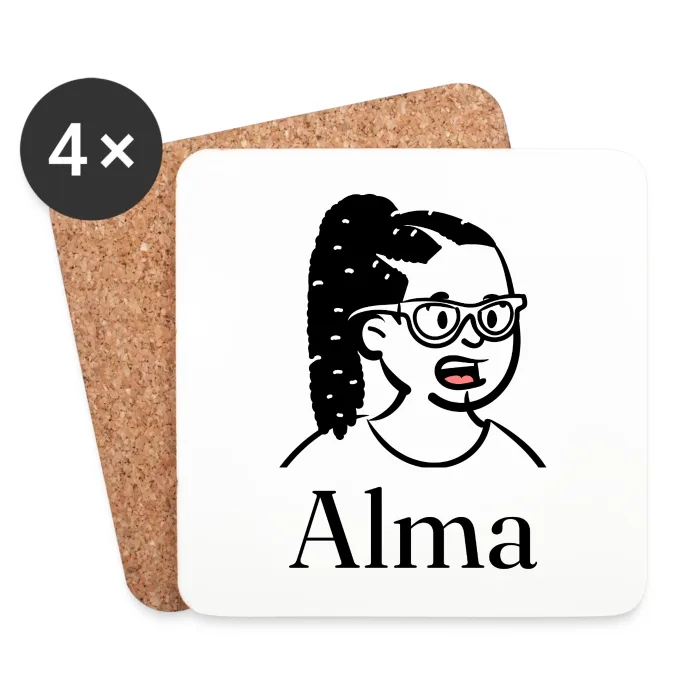 Lot de dessous de verre personnalisés au prénom Alma