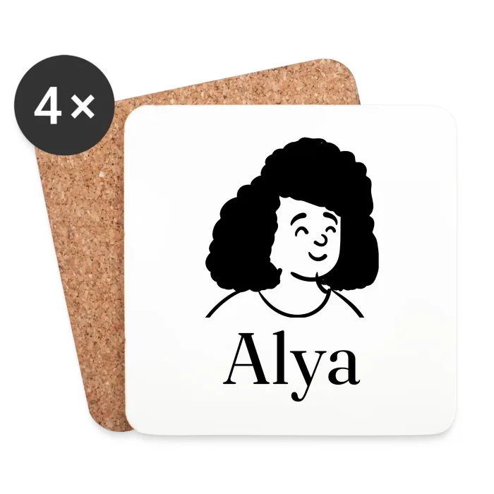 Lot de dessous de verre personnalisés au prénom Alya