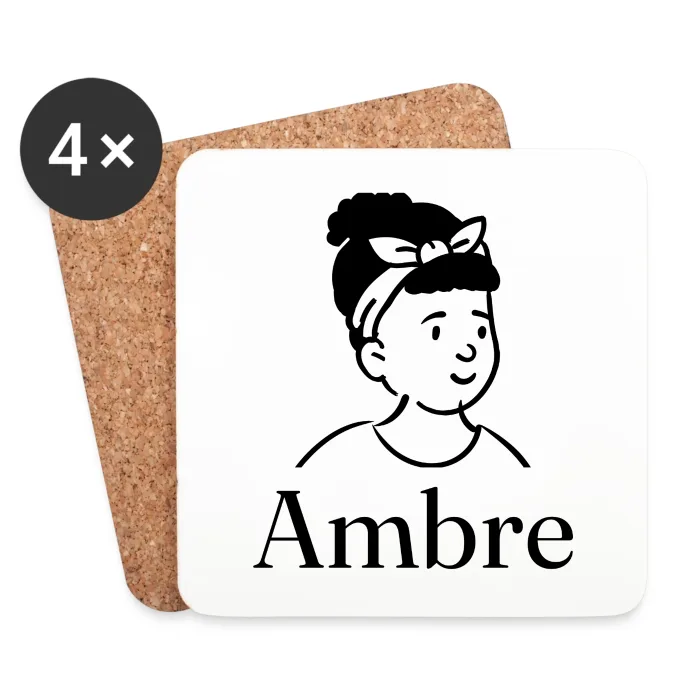 Lot de dessous de verre personnalisés au prénom Ambre