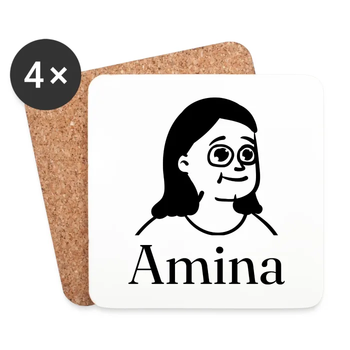 Lot de dessous de verre personnalisés au prénom Amina