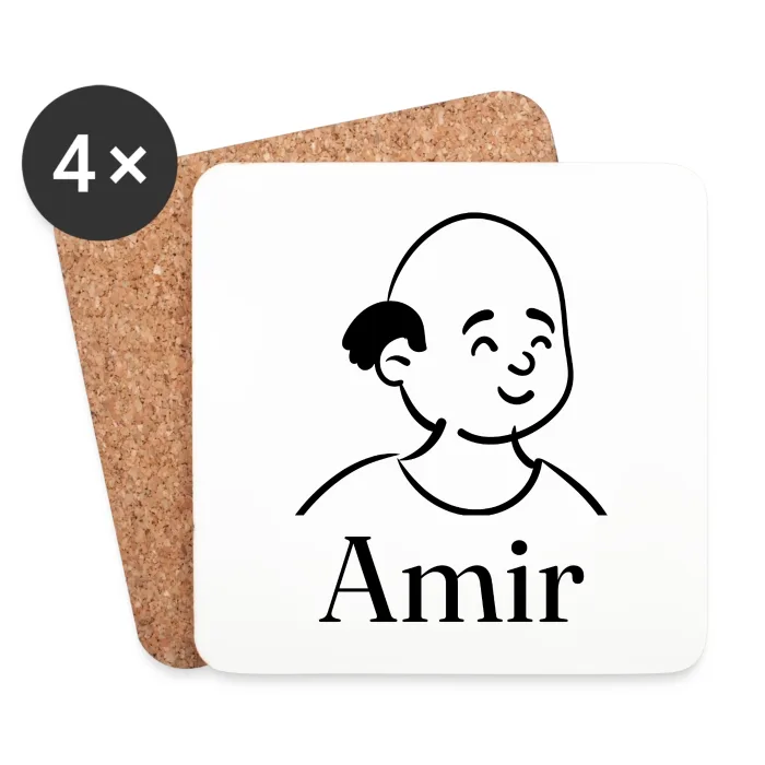 Lot de dessous de verre personnalisés au prénom Amir
