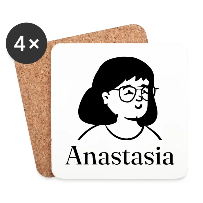 Lot de dessous de verre personnalisés au prénom Anastasia