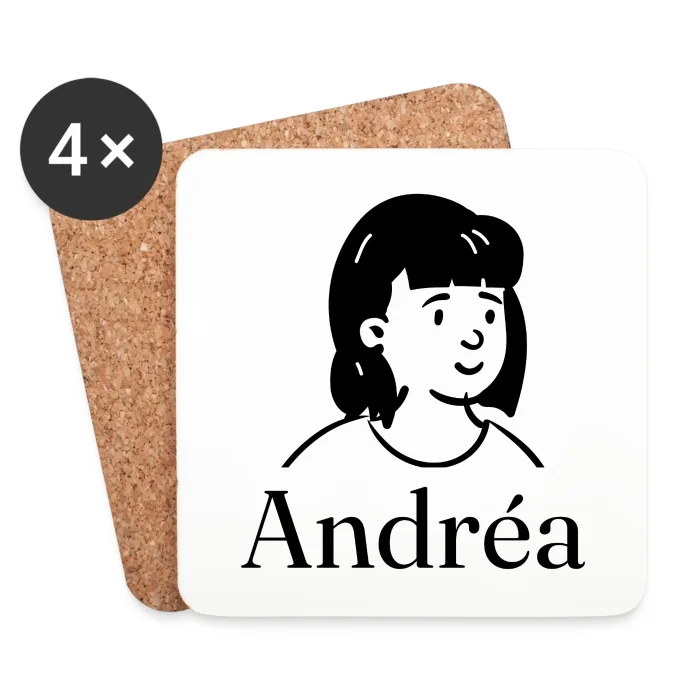 Lot de dessous de verre personnalisés au prénom Andréa