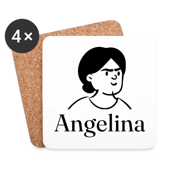 Lot de dessous de verre personnalisés au prénom Angelina