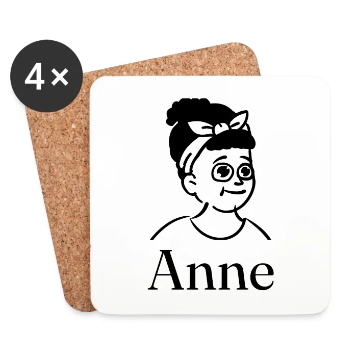 Lot de dessous de verre personnalisés au prénom Anne