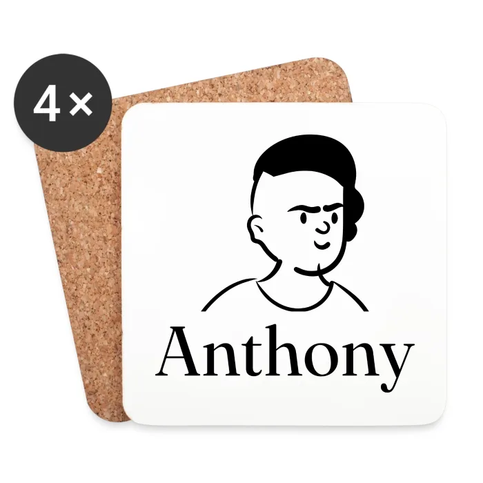 Lot de dessous de verre personnalisés au prénom Anthony