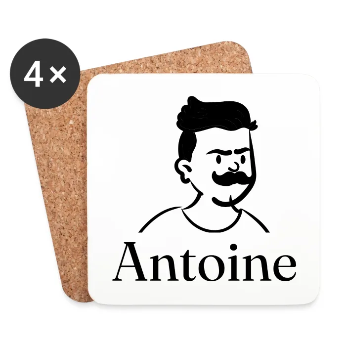 Lot de dessous de verre personnalisés au prénom Antoine