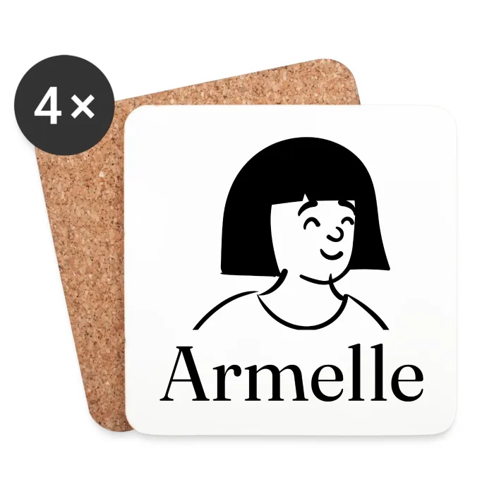 Lot de dessous de verre personnalisés au prénom Armelle
