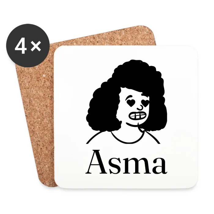Lot de dessous de verre personnalisés au prénom Asma