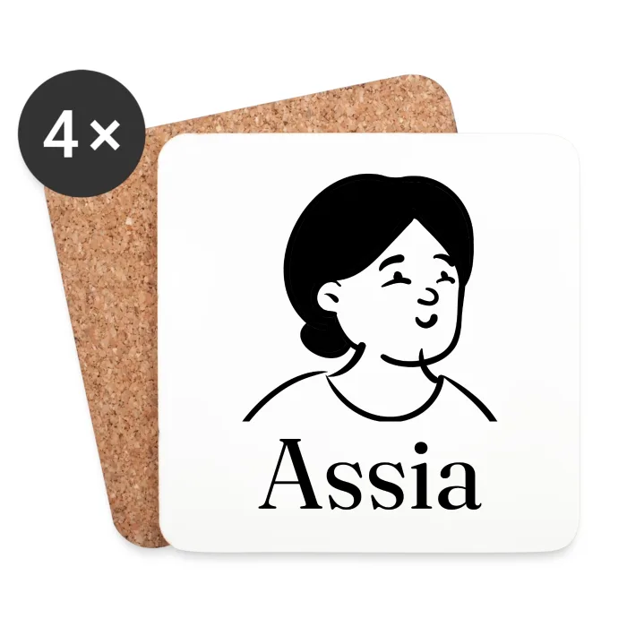 Lot de dessous de verre personnalisés au prénom Assia