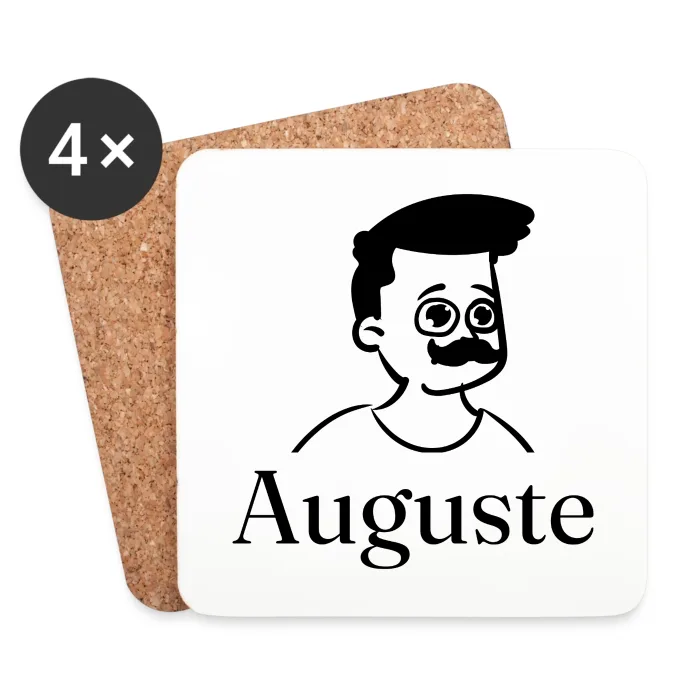 Lot de dessous de verre personnalisés au prénom Auguste
