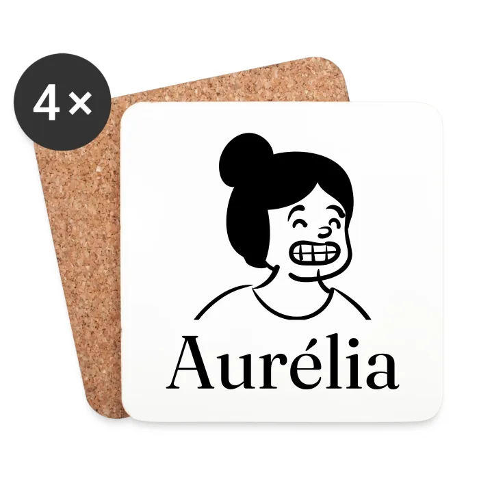 Lot de dessous de verre personnalisés au prénom Aurélia
