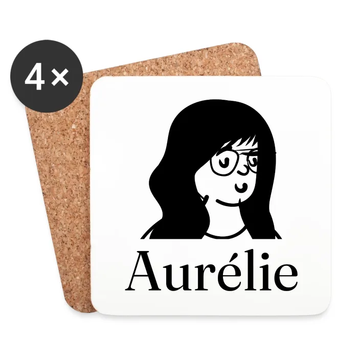 Lot de dessous de verre personnalisés au prénom Aurélie