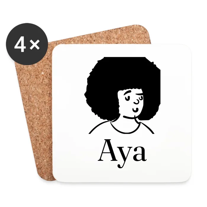 Lot de dessous de verre personnalisés au prénom Aya