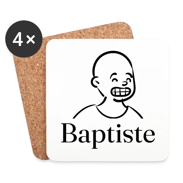 Lot de dessous de verre personnalisés au prénom Baptiste