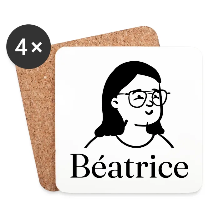 Lot de dessous de verre personnalisés au prénom Béatrice