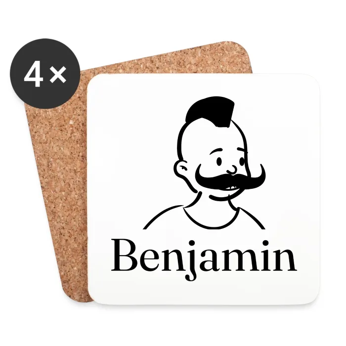 Lot de dessous de verre personnalisés au prénom Benjamin
